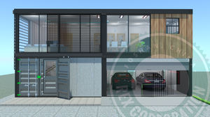 Casa Container a 2 Piani da 40 Piedi con Garage, Casa Container Modulare di Lusso con Design a 2 Camere da Letto - Product Image 4