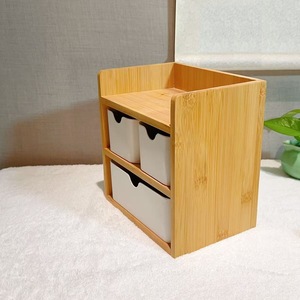 Bamboo Wood Desktop <b>Storage</b> <b>Box</b> 3 Tier <b>Drawer</b> Organizer White Rectangle Standing Type Office Desk Study Table Organizer - Product Image 2