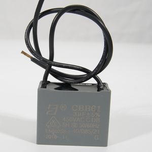 Condensador <span class=keywords><strong>CBB61</strong></span> <span class=keywords><strong>3UF</strong></span> 4UF 5UF 6UF <span class=keywords><strong>250VAC</strong></span> 300VAC 450VAC con Cable o Terminal para Ventilador o Ventilador de Torre - Product Image 1