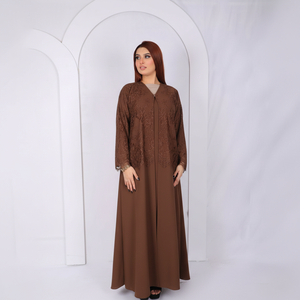 Colección de Abayas de Encaje de Lujo, Vestido Interior Coreano Premium Nida con Elegante Superposición de Encaje Floral - Product Image 1