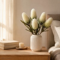 Bunga Protea Tropis Buatan & Bunga Protea Pincushion Sentuhan Realistis, Rangkaian Vas, Dekorasi Rumah untuk Perayaan, Grosir
