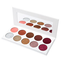 Palette de fards à paupières en poudre métallique 10 couleurs, fini scintillant et mat, pigment brillant mélangé, maquillage pour les yeux, marque privée, logo personnalisé
