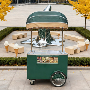 Gelato Showcase Ice Cream Display Case Mobile Outdoor Flower Cart Street Food Car Ice Cream Cart - Product Image 4