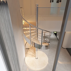 Escalera Moderna para Ático, Escalera de Diseño para Segundo Piso, Escalera Personalizada de Madera en Espiral sobre Monorraíl - Product Image 3