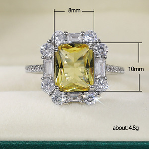 Elegante anello con pietra gialla per donna, design scintillante intarsiato, gioielli alla moda per feste - Product Image 5