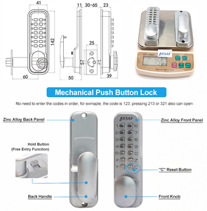 Ngoài trời phổ biến keyed Hợp kim kẽm push button Keyless khóa cửa mã an ninh cơ khí khóa cửa - Product Image 3