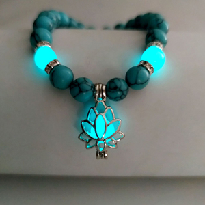 Natural Stone <b>Bracelet</b> Yoga Healing Luminous Glow in the Dark <b>Bracelet</b> Lotus Charm <b>Beads</b> <b>Bracelet</b> for <b>Men</b> Women Prayer Buddhism - Product Image 3