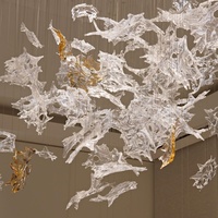 Lustre en cristal, luminaire suspendu, feuille d'érable en verre, long luminaire d'escalier, lustre pour salle de réunion, salle à manger