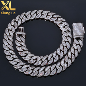 Collar de cadena cubana de 14 mm con circonitas cúbicas, estilo hip hop, chapado en oro, grueso, para hombre, estilo rapero, con incrustaciones de circonitas. - Product Image 2