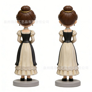 Élégante poupée bobblehead en robe de cérémonie, blanc ivoire, 30-50 cm, résines synthétiques, décoration de bureau - Product Image 1