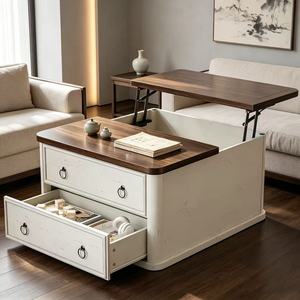 Meilleure vente : <span class=keywords><strong>Table</strong></span> <span class=keywords><strong>basse</strong></span> relevable avec rangement, tables basses carrées avec tiroirs de rangement et grand compartiment caché - Product Image 1