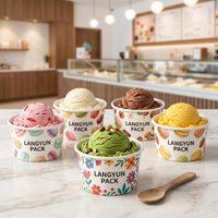 Gobelet à crème glacée jetable en papier de 1 oz avec cuillère, qualité alimentaire, mini-bol de dégustation imprimé sur mesure