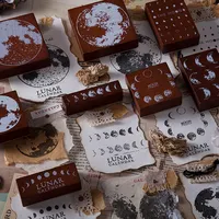 Me preguntaba luna Lunar de madera de registro sellos cuadrados para calendario Scrapbooking bricolaje decoración Cfaft estándar sellos JIUMO