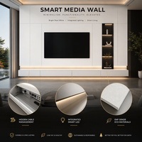 Meuble mural multimédia intégré sur mesure de luxe 2026 avec cheminée électrique intégrée et meuble TV pour projets de villas et salons