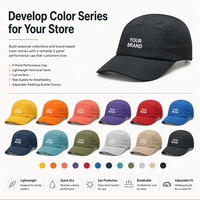 Topi Camp 5 Panel Nylon Ringan Berkualitas Tinggi dengan Logo Teks, Cepat Kering, untuk Merek Outdoor dan Toko Retail