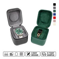 Boîte de rangement pour montre en cuir PU, anti-poussière, portable, étui de voyage arqué avec fermeture éclair pour utilisation intérieure/extérieure