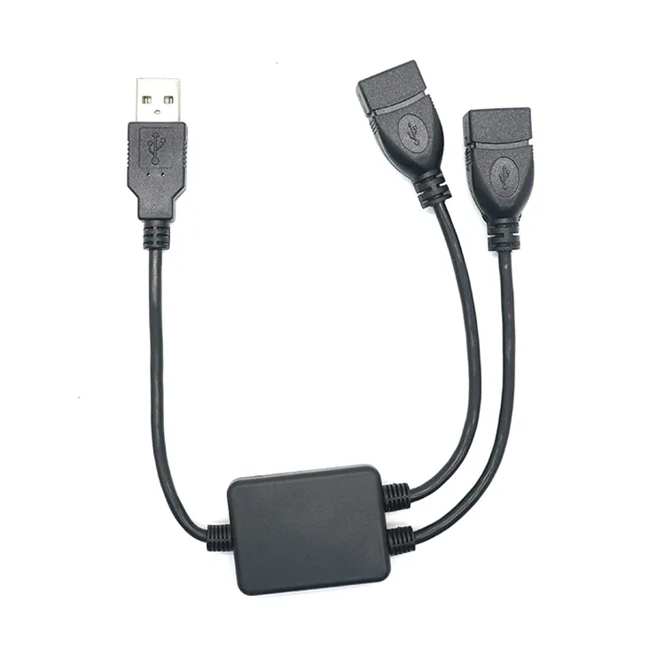 USB A mâle à 2 voies double USB A femelle Jack USB Hub Switch Cable Charging Data Transmission Cable With Chip