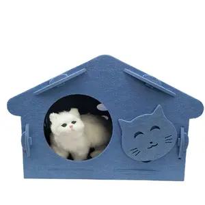 Huisdier Huis Voor Katten En Kleine Honden Luxe Kat Huizen Warm Vilt Wol Gevuld Winter Kat Bed