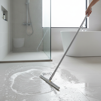 Balai Magique Créatif en Silicone avec Manche en PP Écologique, Serpillère en Silicone avec Grattoir Rotatif pour Sols