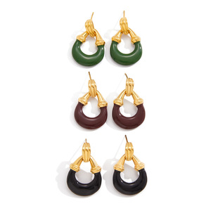 Boucles d'oreilles géométriques en forme de U, en résine composite, couleur or, bijoux de fête pour femmes - Product Image 5