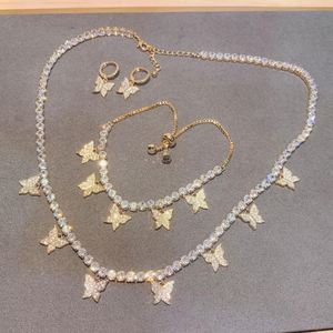 HIBRIDE mariposa encantos colgante tenis cadena gargantilla collar Iced Out Cubic Zirconia Bling Hip Hop joyería conjunto mujeres S - Product Image 2