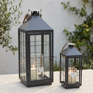 Wholesale Nordic Modern Home & Patio Decorative Gray Metal Candle Holder <b>Lantern</b> for Christmas and Easter Tabletop and Floor - Product Image 3