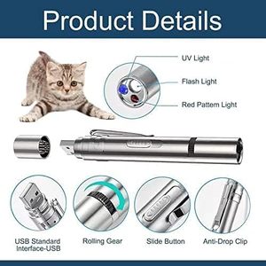 USB Rechargeable Modern Lovely Fashion Purple Light <b>Cat</b> <b>Toy</b> Multi-Pattern Laser Teaser Funny <b>Cat</b> Pen <b>Interactive</b> Movement - Product Image 3