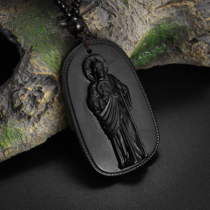 <span class=keywords><strong>Collier</strong></span> pendentif <span class=keywords><strong>Bouddha</strong></span> en verre imitation <span class=keywords><strong>obsidienne</strong></span> et jade vert, figurine religieuse sculptée, chaîne perlée style Hip Hop, vente en gros - Product Image 2