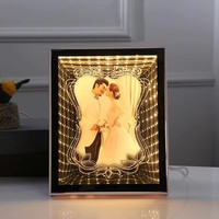 Cadre photo miroir magique LED 3D personnalisé vierge pour sublimation, idéal pour cadeaux et décoration
