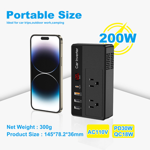 200W kép USB 18W DC 12V để <span class=keywords><strong>AC</strong></span> 110V xe điện biến tần sạc nhanh 20W USB C xe cắm <span class=keywords><strong>Adapter</strong></span> Outlet cho máy tính xách tay - Product Image 4