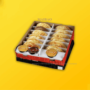 Custom Printed Kraft Paper Crispy Samosa Box Black Takeaway Container with Dividers for Sauces Empanadas for Restaurant Use - Product Image 3