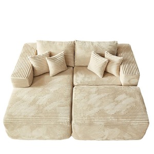 Canapé-lit double surdimensionné sans structure en velours côtelé, chaise longue de détente compressée pour chambre à coucher, mobilier d'intérieur - Product Image 1