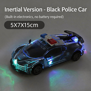 Voiture de police noire à inertie avec lumières, modèle en plastique 5x7x15cm pour enfants de 5 à 7 ans, unisexe - Product Image 6