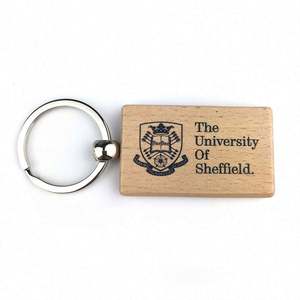 Porte-clés en bois personnalisé avec logo imprimé et nom gravé, porte-clés et mousquetons promotionnels vierges - Product Image 1