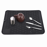 Tapis de séchage en silicone 40x30cm avec nervures surélevées, résistant à la chaleur, antidérapant, pour évier de cuisine, comptoir, vaisselle et tasses