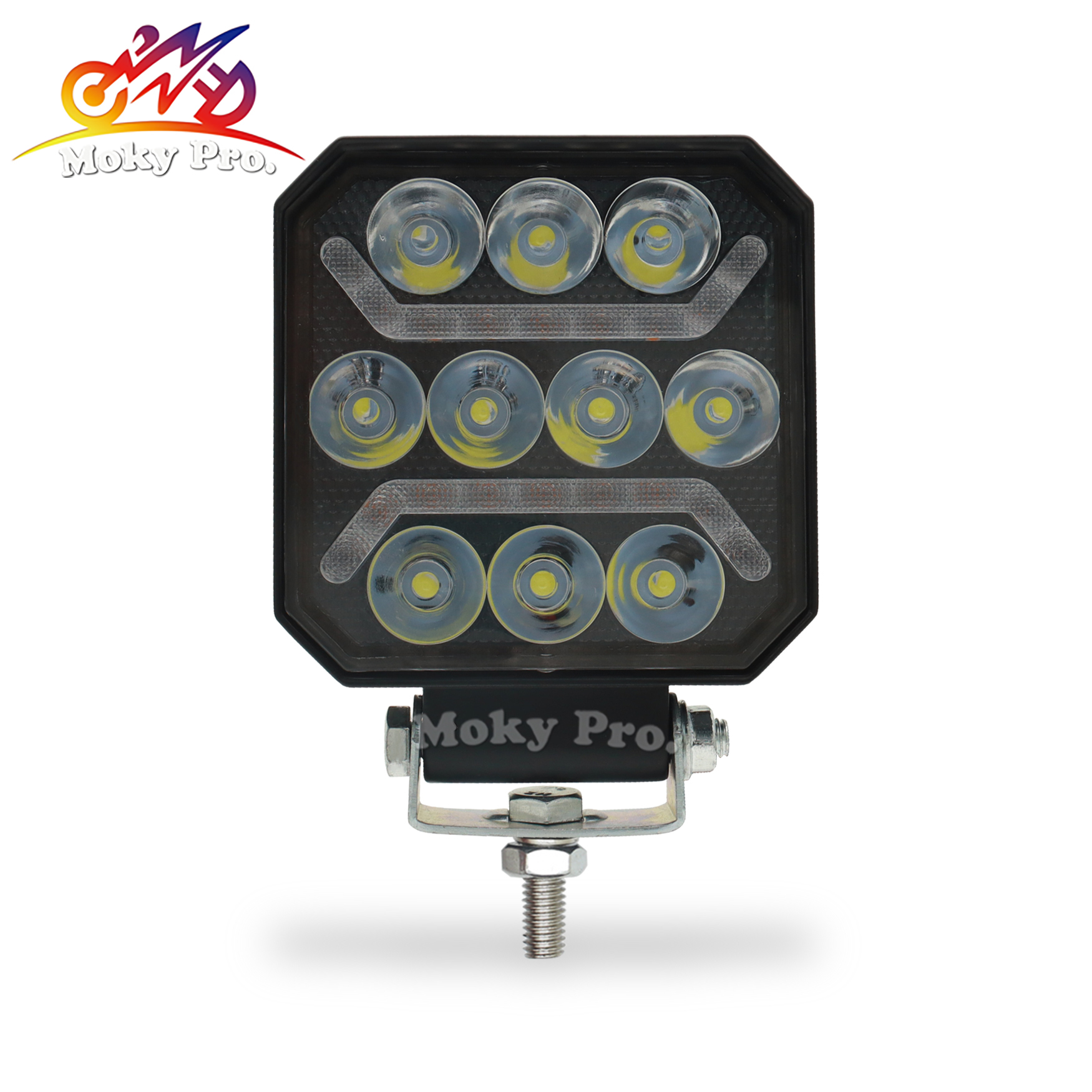 Square 10-LED Off-road Work Light, White/yellow Flashing Driving Light, 12V-80V Universal High-power Modified Vehicle Spotlight