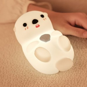 Hiện Đại Mini <span class=keywords><strong>LED</strong></span> ánh sáng ban đêm có thể sạc lại trong nhà mềm mại trang trí cảm ứng đèn đáng yêu Silicone Sea Rái cá thiết kế màu trắng cho phòng ngủ - Product Image 1