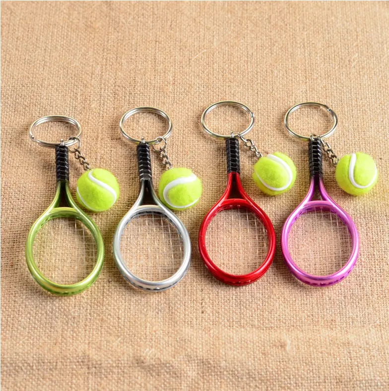 Pop Miniatuur Tennis Metal Mini Tennis Racket Sleutelhanger Sleutelhanger Sport Tennis Sleutelhanger