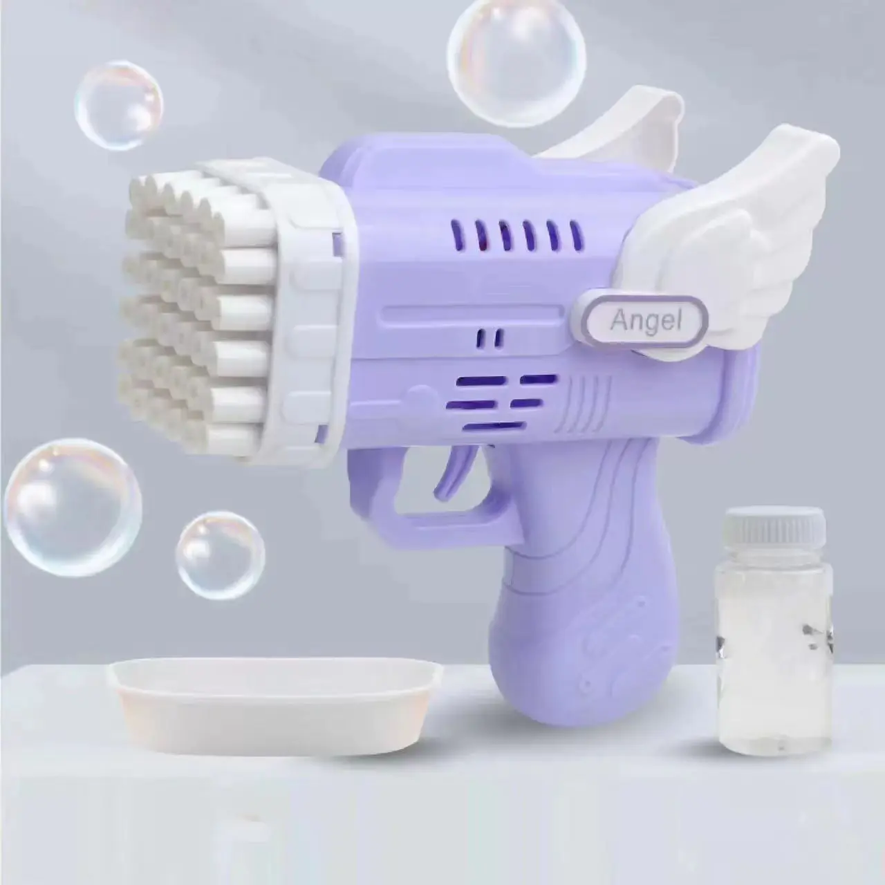 Melek yaz su oyuncak otomatik kabarcık makineli tüfek 42 delik oyuncaklar sabun su elektrikli çocuk hediye kabarcık yapma mitralyöz