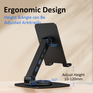 Soporte de escritorio móvil perezoso al por mayor 360 soporte antideslizante giratorio Mini soporte portátil para teléfono tableta soporte con hub USB - Product Image 3