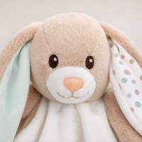Doudou Lapin en Tissu 25x25cm Rose Polyester Couverture de Sécurité Bébé Tout-Petit Unisexe Cadeau Personnalisé OEM ODM Vente en Gros