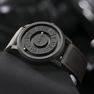 Montre à quartz pour homme DOM 1345 Gold Fashion, design créatif avec boule de fer à défilement, aiguille magnétique, étanche, montre-bracelet pour homme - Product Image 6