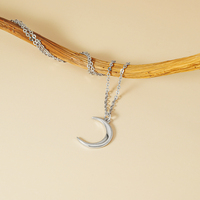 Classique Vente Chaude 925 Bijoux Minimalistes En Argent Plaqué Or Croissant De Lune Phase Pendentif Collier Unisexe