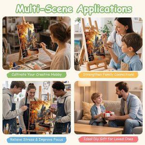 Kit <span class=keywords><strong>de</strong></span> Pintura por Números con Marco <span class=keywords><strong>de</strong></span> Paisaje para Adultos, Pintura Acrílica Fácil <span class=keywords><strong>de</strong></span> Hacer para Decoración <span class=keywords><strong>de</strong></span> Paredes del Hogar - Product Image 6