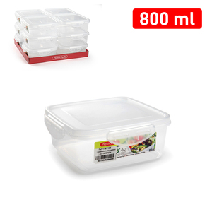 Contenitore per Alimenti Quadrato Plasticforte 800 Ml Trasparente Durevole Riutilizzabile per Conservazione Domestica - Product Image 1