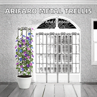 Treillis de jardin en fer en gros, support autoportant pour plantes grimpantes, 50 x 15 cm, noir, pour balcon, patio, pot de fleurs, extérieur