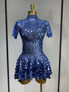 Vestido Corto de Mujer con Lentejuelas Brillantes para Actuaciones en Escenario, Fiestas de Cumpleaños, Discotecas, Festivales, Atuendo Sexy - Product Image 4