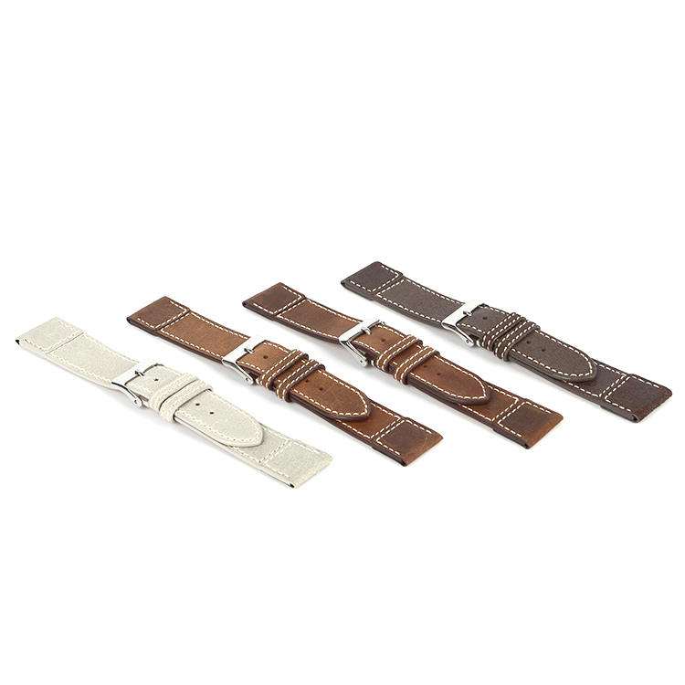 OEM ODM Italian Calf Leather Machine Stitched 2-3mm Thickness 16-22mm Band Width Mult Size Quick Release Watch Strap for