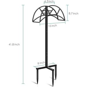 Garden Hose Bracket Floor Mount Black Powder Coated Standing <b>Rack</b> For Garden And Horticulture Use - Product Image 5