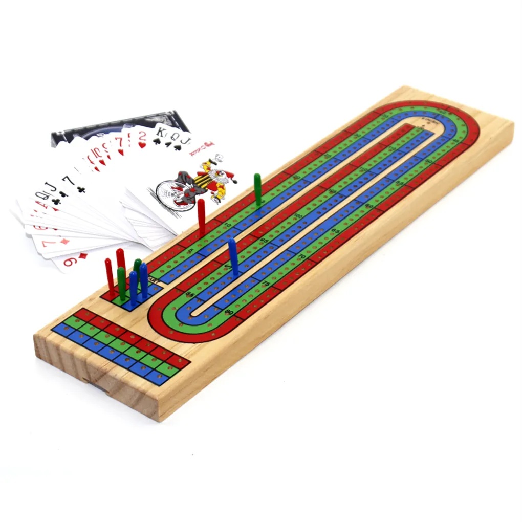 Chrt Draagbare En Opvouwbare Houten Bordspel Houten Cribbage Board Game Set Met Een Standaard Dek Van Speelkaarten